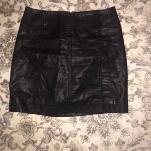 black faux leather free people skirt